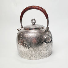 Load image into Gallery viewer, Pure Silver Tea-Water Kettle - Village Theme 1000 ml
