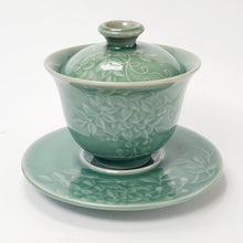 Load image into Gallery viewer, Gaiwan Porcelain - Long Quan Green Celadon Whisteria 3 pcs Set 200 ml
