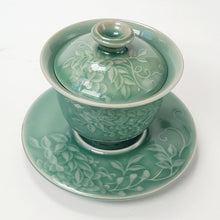 Load image into Gallery viewer, Gaiwan Porcelain - Long Quan Green Celadon Whisteria 3 pcs Set 200 ml
