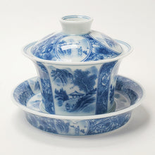 Load image into Gallery viewer, Gaiwan Porcelain - Blue &amp; White Mountain 4 Panels 200 ml
