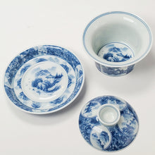 Load image into Gallery viewer, Gaiwan Porcelain - Blue &amp; White Mountain 4 Panels 200 ml
