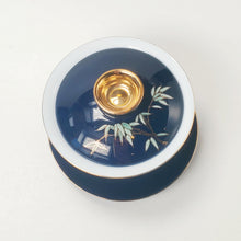 Load image into Gallery viewer, Gaiwan - Porcelain Navy Blue Gold Gilded Bamboo Pink Peony 150 ml
