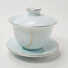 Load image into Gallery viewer, Gaiwan - Porcelain Pale Celadon Gold Gilded Lotus 150 ml
