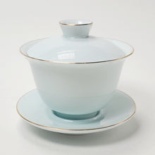 Load image into Gallery viewer, Gaiwan - Porcelain Pale Celadon Gold Gilded Lotus 150 ml
