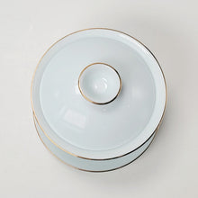 Load image into Gallery viewer, Gaiwan - Porcelain Pale Celadon Gold Gilded Magnolia 150 ml
