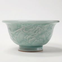Load image into Gallery viewer, Teacup Porcelain - Sky Blue Celadon Dragon Hand Carved 110 ml
