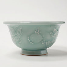 Load image into Gallery viewer, Teacup Porcelain - Sky Blue Celadon Dragon Hand Carved 110 ml
