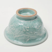Load image into Gallery viewer, Teacup Porcelain - Sky Blue Celadon Dragon Hand Carved 110 ml
