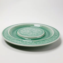 Load image into Gallery viewer, Tea Boat Tray Long Quan Kiln Celadon Porcelain Dancing Lion Encircled in Auspicious Clouds
