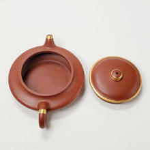 Load image into Gallery viewer, Yixing Teapot Zhu Ni Clay - Xu Brian Gold Trims 160 ml
