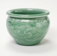 Load image into Gallery viewer, Teacup Porcelain - Green Celadon Dragon Hand Carved 130 ml

