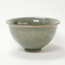 Load image into Gallery viewer, Teacup Porcelain - Yao Zhou Kiln Celadon Hand Carved Peony 70 ml

