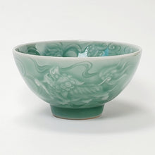Load image into Gallery viewer, Teacup Porcelain - Green Celadon Hand Carved Dancing Lion 100 ml
