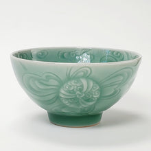 Load image into Gallery viewer, Teacup Porcelain - Green Celadon Hand Carved Dancing Lion 100 ml
