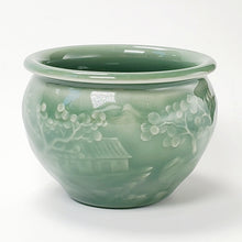 Load image into Gallery viewer, Teacup Porcelain - Green Celadon Hand Carved Mountain Theme 130 ml
