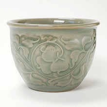 Load image into Gallery viewer, Teacup Porcelain - Yao Zhou Kiln Celadon Hand Carved Peony 130 ml
