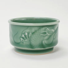 Load image into Gallery viewer, Teacup Porcelain - Green Celadon Dragon Hand Carved 100 ml
