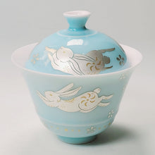 Load image into Gallery viewer, Gaiwan Porcelain Set - Silver Bunny Light Blue
