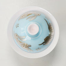 Load image into Gallery viewer, Gaiwan Porcelain Set - Silver Bunny Light Blue
