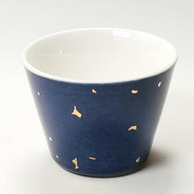 Load image into Gallery viewer, 2 Teacups Navy Blue Gold Flakes Porcelain 60 ml

