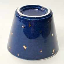 Load image into Gallery viewer, 2 Teacups Navy Blue Gold Flakes Porcelain 60 ml
