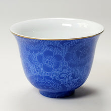 Load image into Gallery viewer, Teacup Lapis Blue Hand Painted Floral Porcelain 70 ml
