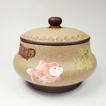 Load image into Gallery viewer, Tea Jar - Yixing Purple Clay Duan Ni Exterior Goldfish 500 ml
