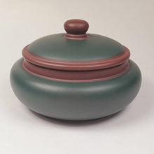 Load image into Gallery viewer, Tea Jar - Yixing Purple Clay with Green Clay Exterior Hydrangea Flowers 300 ml
