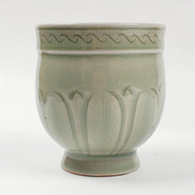 Load image into Gallery viewer, Teacup - Celadon Porcelain Hand Carved Magnolia 120 ml

