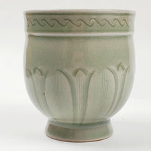 Load image into Gallery viewer, Teacup - Celadon Porcelain Hand Carved Magnolia 120 ml
