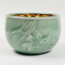Load image into Gallery viewer, Teacup - Gold 24k Lined Celadon Butterfly and Flower 120 ml
