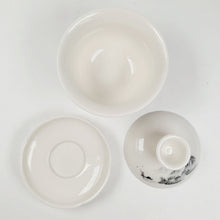 Load image into Gallery viewer, Gaiwan - Porcelain White and Black Mountain Landscape Theme 100 ml
