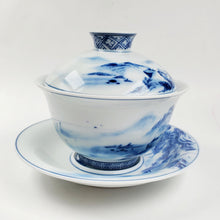 Load image into Gallery viewer, Gaiwan Porcelain Set - Blue and White Mountain Theme
