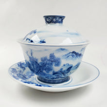 Load image into Gallery viewer, Gaiwan Porcelain Set - Blue and White Mountain Theme

