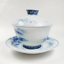 Load image into Gallery viewer, Gaiwan Porcelain Set - Blue and White Mountain Theme
