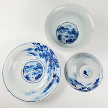 Load image into Gallery viewer, Gaiwan Porcelain Set - Blue and White Mountain Theme
