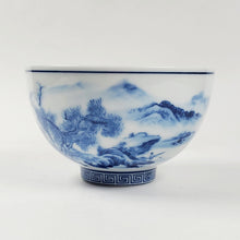 Load image into Gallery viewer, Gaiwan Porcelain Set - Blue and White Mountain Theme
