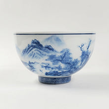 Load image into Gallery viewer, Gaiwan Porcelain Set - Blue and White Mountain Theme
