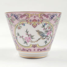 Load image into Gallery viewer, Teacup - Silver Lined Pink Enamel Flowers and Birds 65 ml
