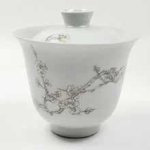 Load image into Gallery viewer, Gaiwan Set - Bluish Gray Porcelain with Prunus Flower Branch Gaiwan 120 ml 2 Teacups 40 ml
