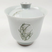 Load image into Gallery viewer, Gaiwan - Bluish Gray Porcelain with Window Framed Orchid 120 ml
