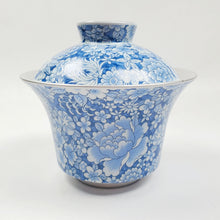 Load image into Gallery viewer, Gaiwan - Pure Silver Lined Blue and White Hundred Flowers Pattern 2 pcs 150 ml
