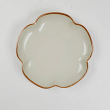 Load image into Gallery viewer, Saucer - Almond Color Porcelain Flower Shape with Ice Cracks 2 pc
