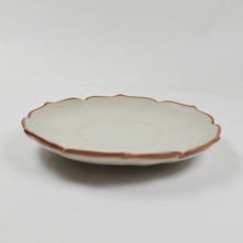 Load image into Gallery viewer, Saucer - Almond Color Porcelain Sunflower Shape with Ice Cracks 2 pc

