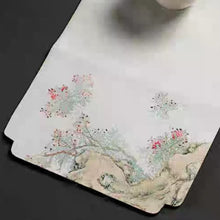 Load image into Gallery viewer, Tea Placemats Cha Xi - Prunus Flowers and Cat
