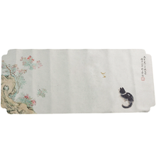 Load image into Gallery viewer, Tea Placemats Cha Xi - Prunus Flowers and Cat
