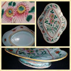 Late Qing Period Footed Plate Chrysanthemum