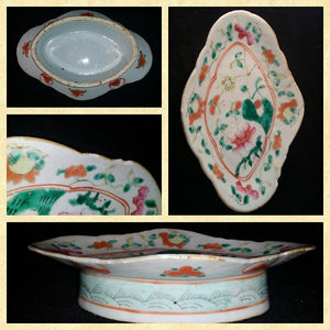 Late Qing Period Footed Plate Roses