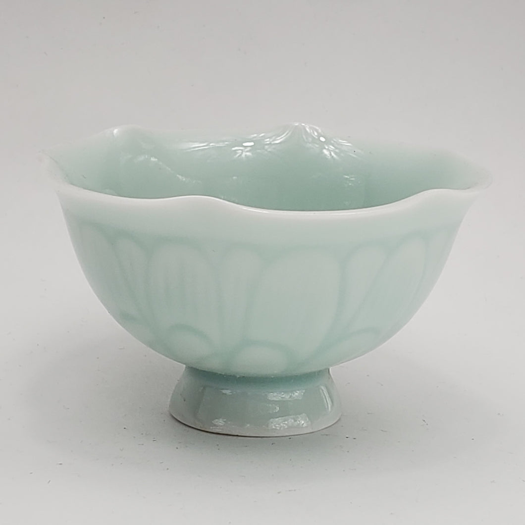 2 Celadon Teacups - Sky Blue Lotus