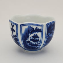 Load image into Gallery viewer, Blue and White Hand Painted Six Panels Teacup
